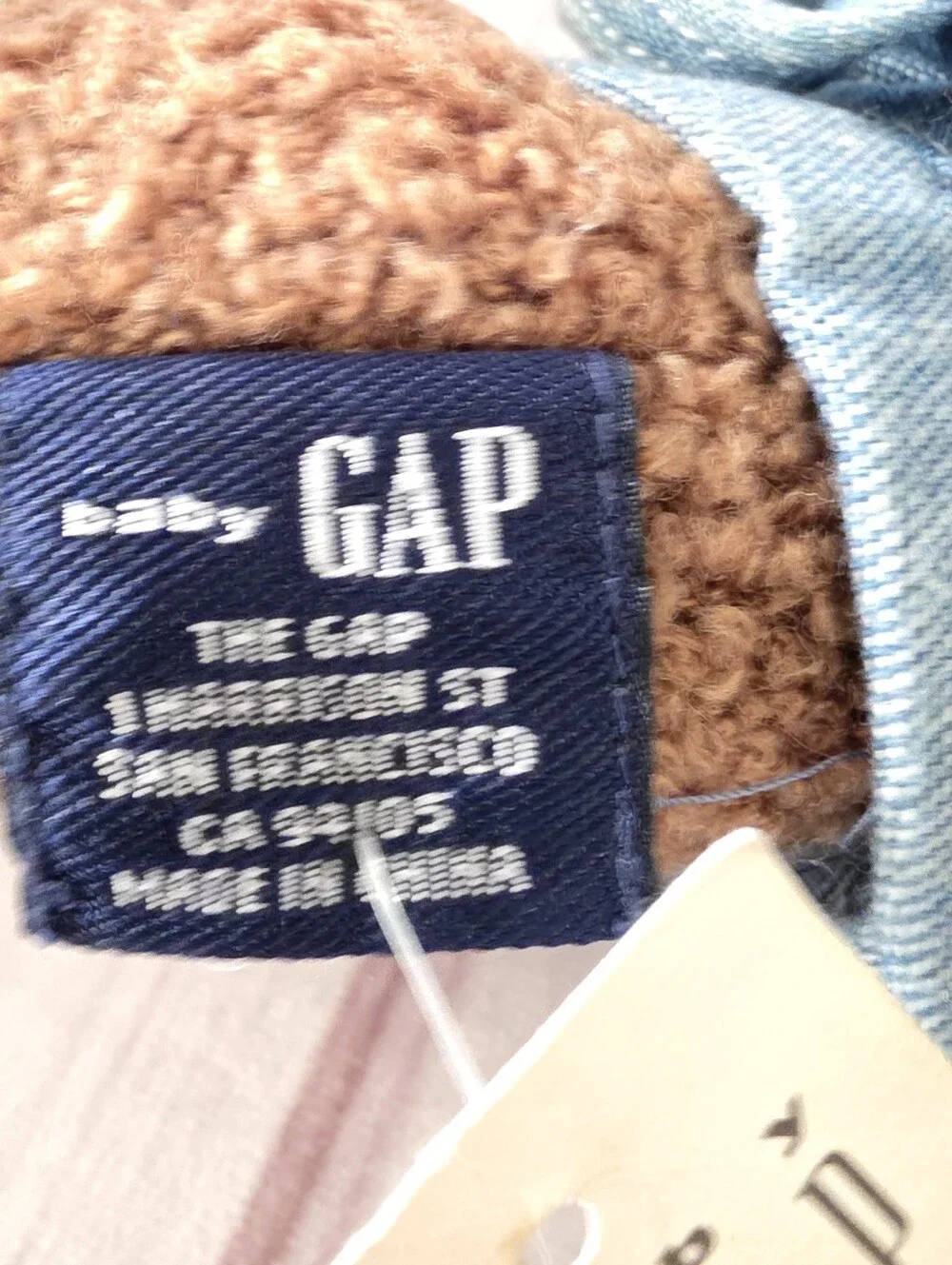 Baby Gap Brannan Teddy Bear Plush Toy Curly Brown Denim Overalls 13 Inch